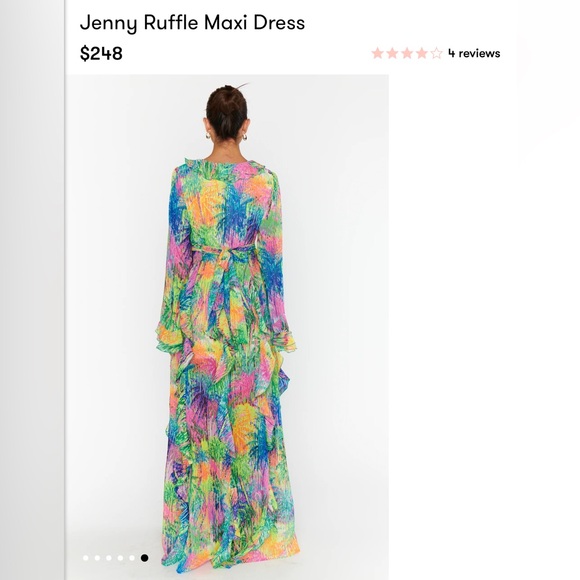 show me your mumu Jenny Ruffle Maxi Dress Small Vibrant colorful chiffon - Picture 2 of 8